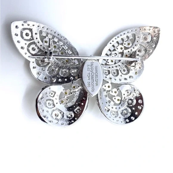 💎🦋 3.43CT DIAMOND BUTTERFLY BARCELONA DESIGNER HAPPY DIAMONDS GOLD BROOCH PIN - Picture 3 of 4